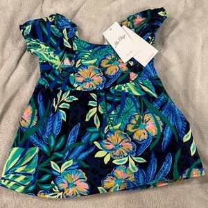Lilly Pulitzer Kids' Blue and Green Floral Blouse